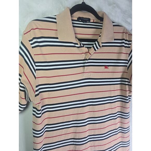 BURBERRY LONDON Striped Embroidery Iconic Polo Shirt Womens Medium (K-154505) - Picture 2 of 8